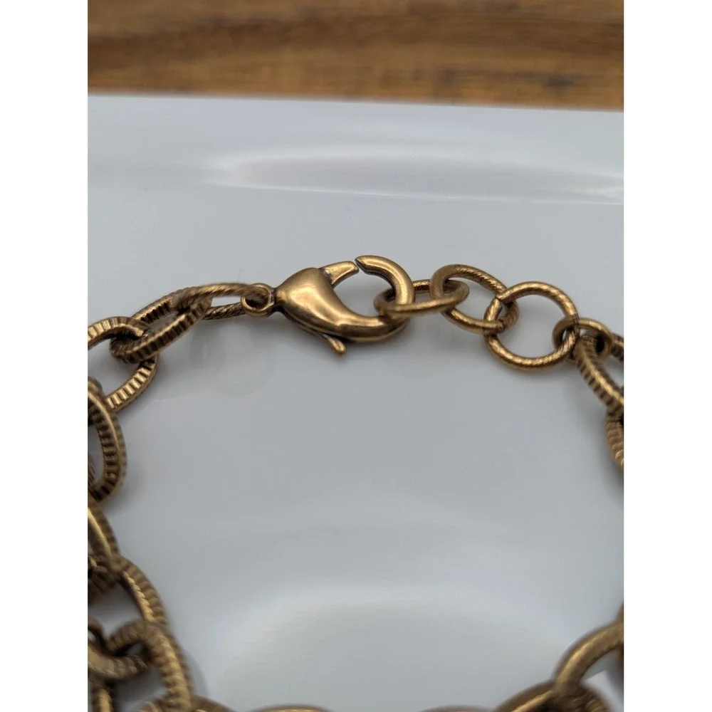 Unbranded Charm Bracelet Women OS Gold Mixed Stone Pearl Floral Boho Eclectic